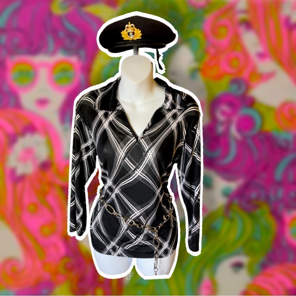 Vintage polyester dagger collar shirt
